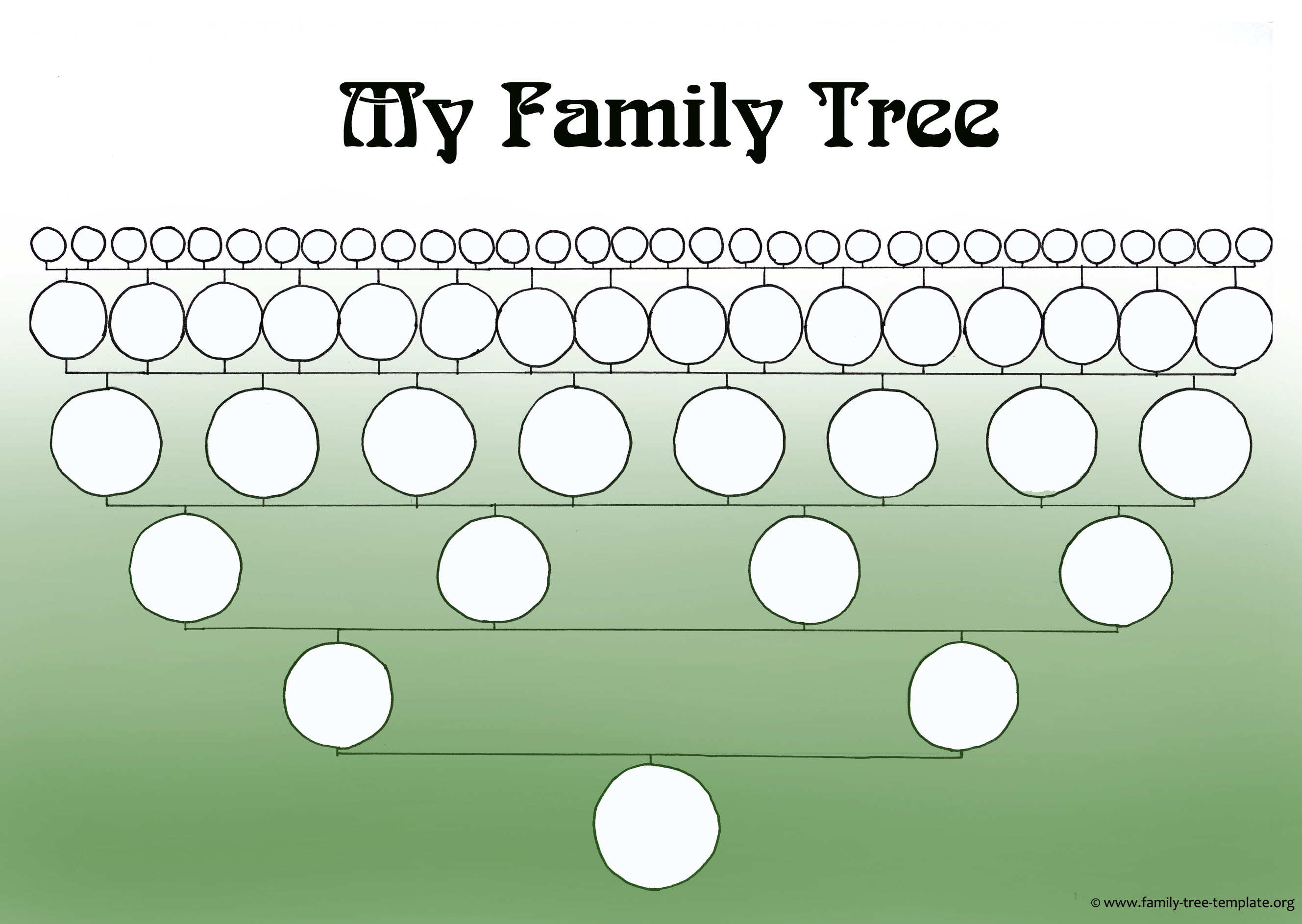 A very simple family tree with circles representing family members.