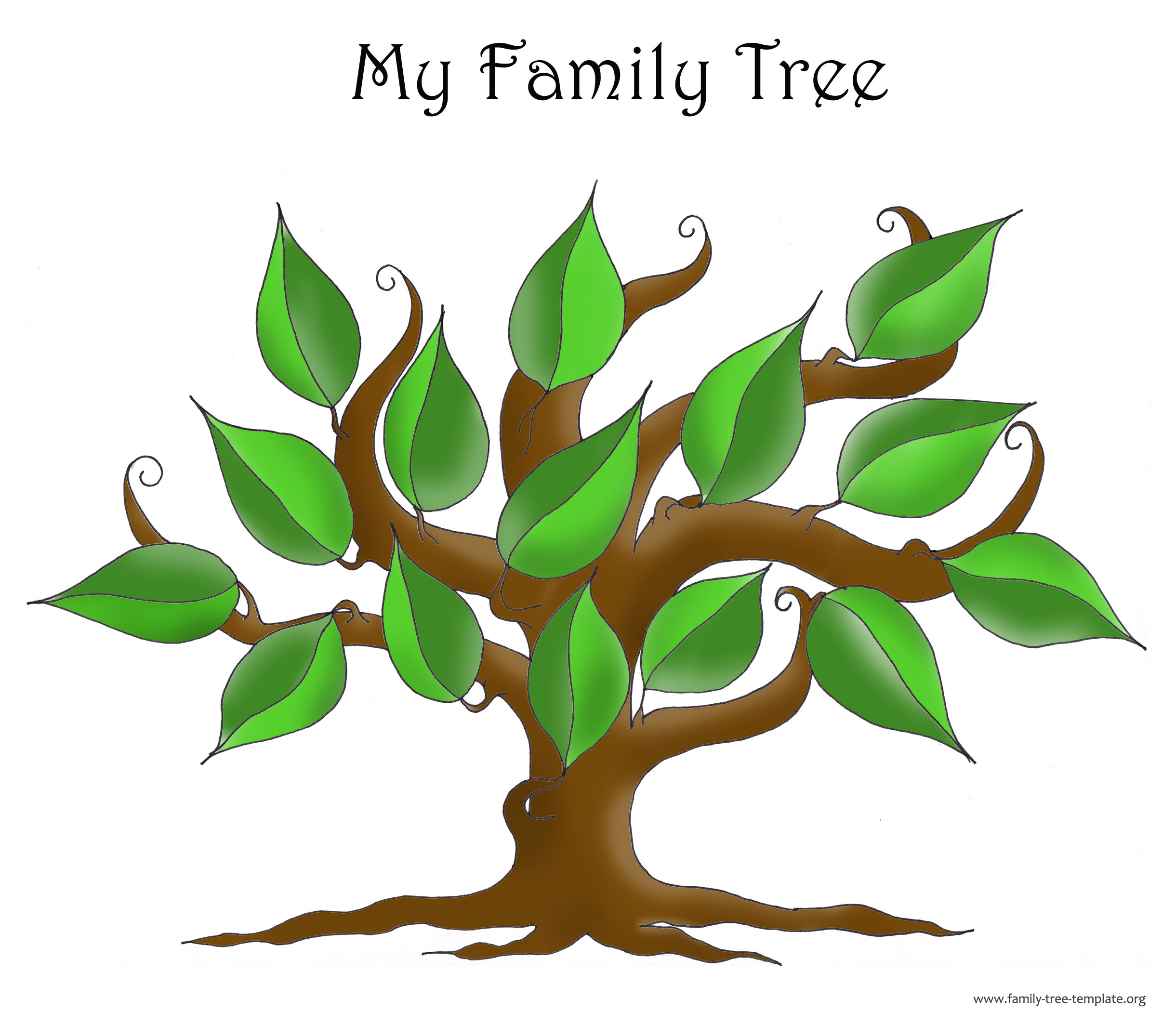 Genealogy tree with leaves so that you can plot in family members where you want to