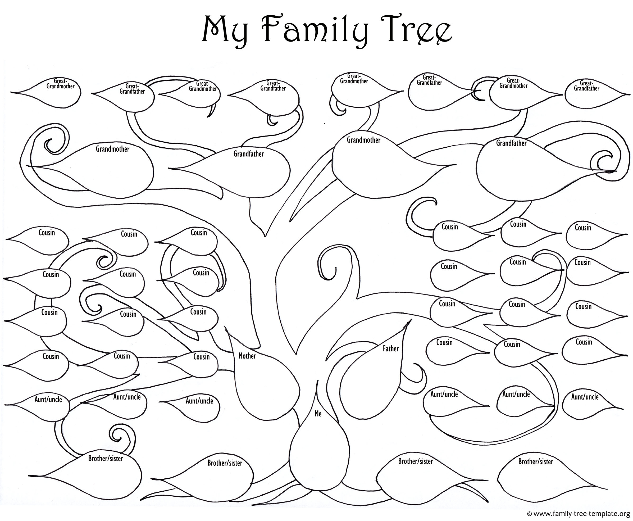 The large family tree chart for kids to print and color.