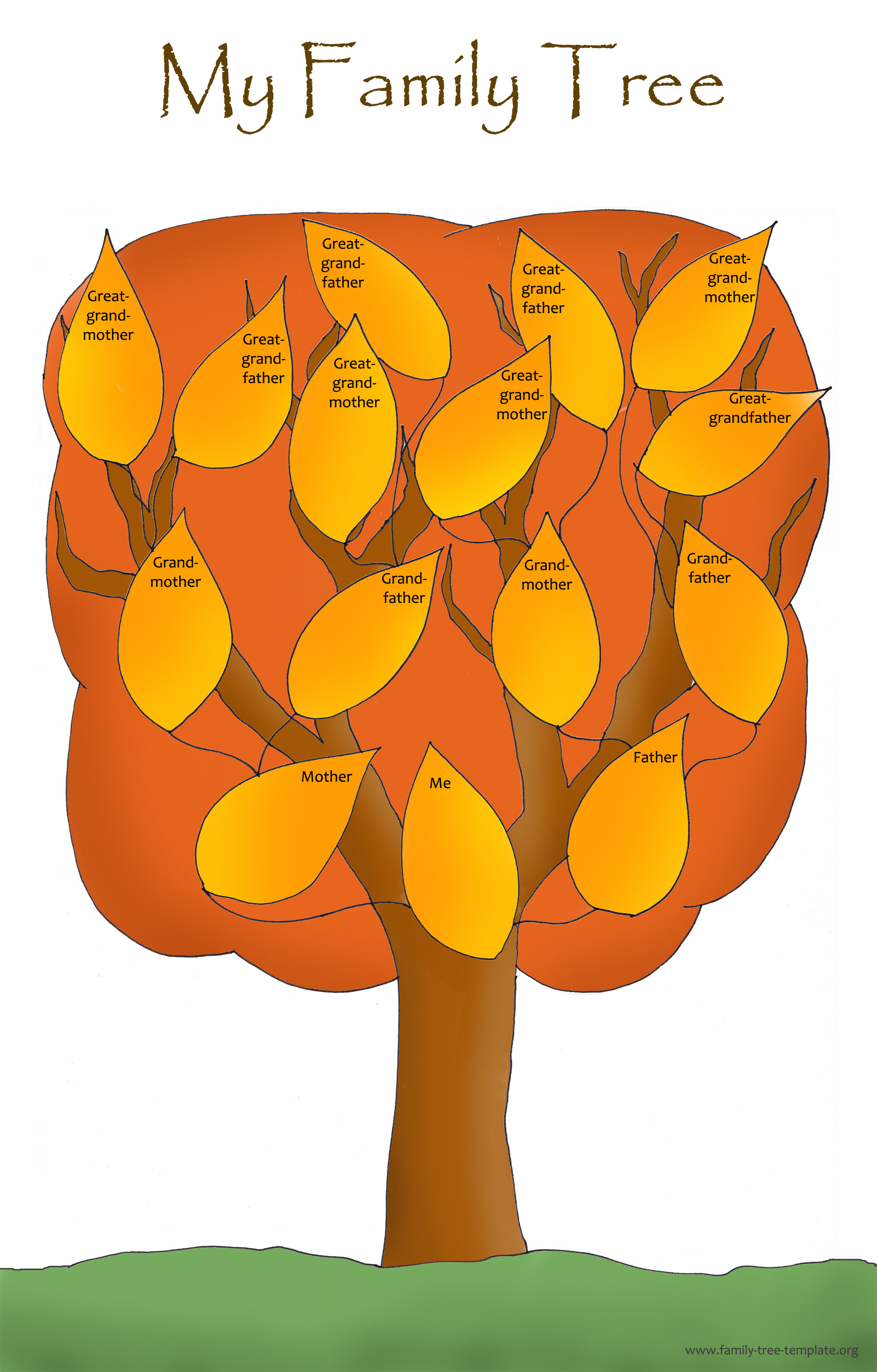 A red autum version of family tree chart
