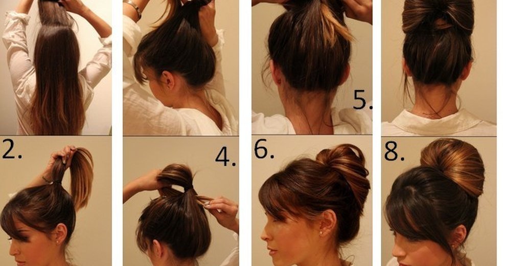 Как завязать красивый пучок на голове с помощью резинки на короткие волосы