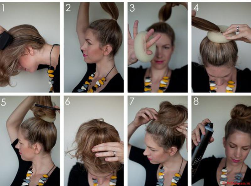 Как сделать пучок на волосы с помощью носка на короткие волосы