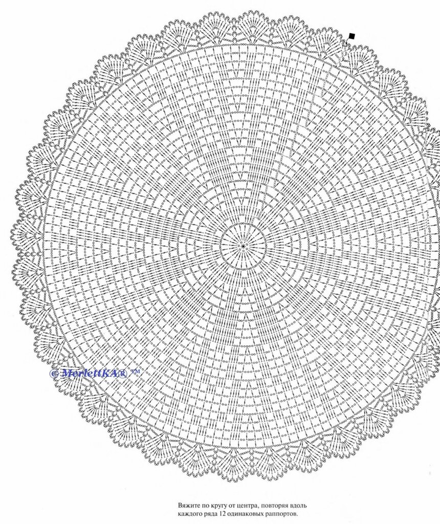 Скатерти круглые крючком со схемами круглые