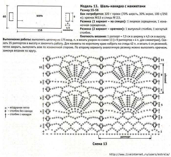 Шарф накидка крючком схема и описание