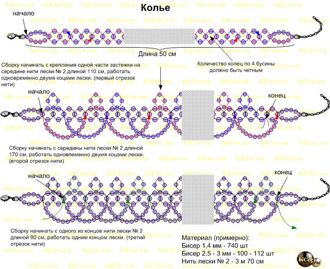 Чокер из бусин схема