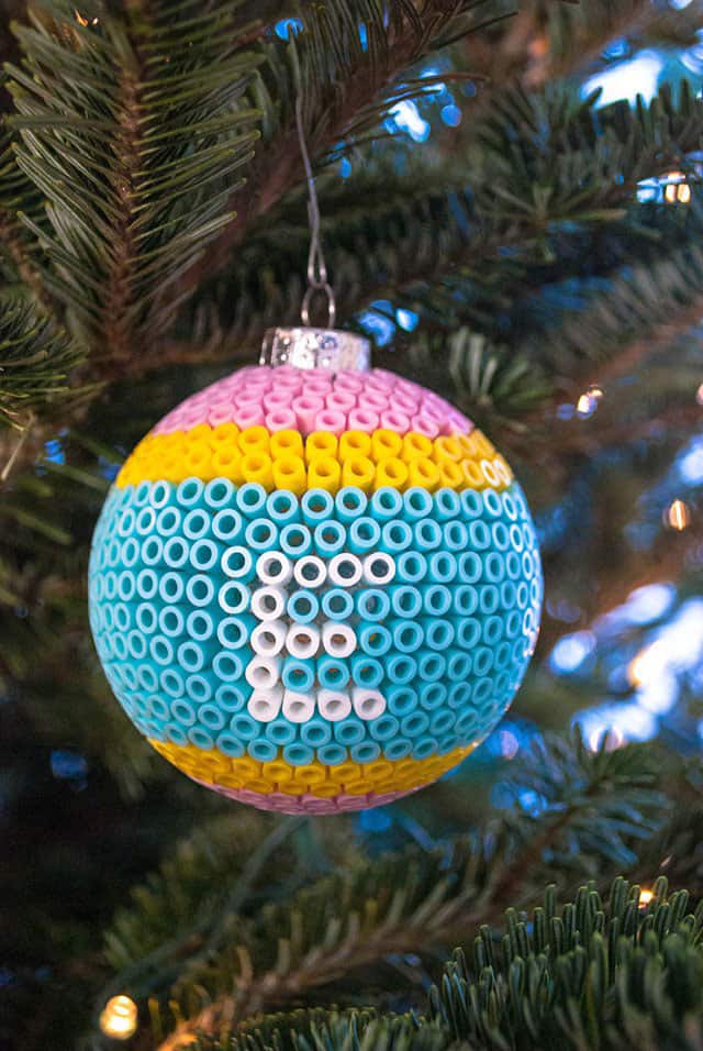 Decorate Glass Ball Christmas Ornaments with Perler Beads
