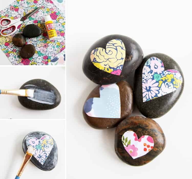 Make some pretty stones for your garden or desktop with a little bit of decoupage. It