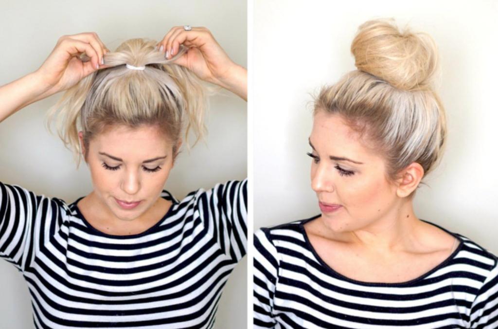 Как сделать красивую дульку на голове самой себе на средние волосы