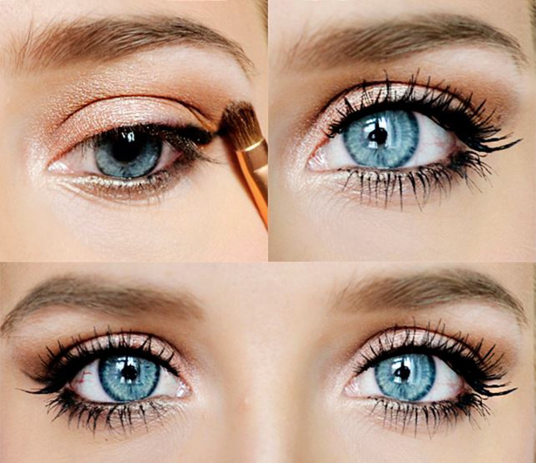 Красивый макияж глаз пошаговое фото для голубых глаз в домашних условиях