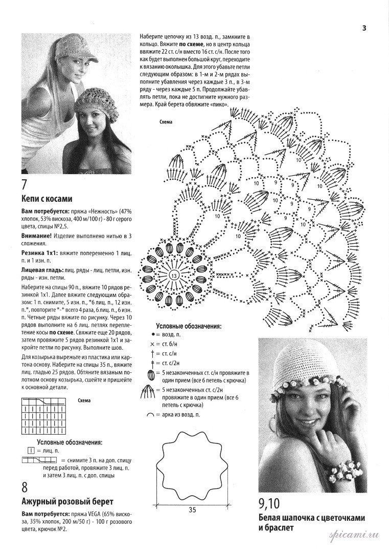 Вязанные береты для женщин за 50 крючком со схемами и описанием