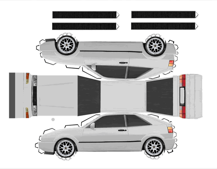 Модель машины из бумаги схема печать