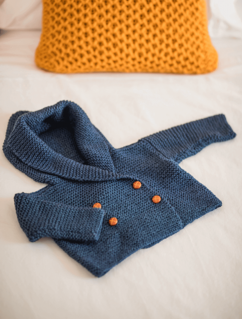 Easy garter stitch baby cardigan pattern